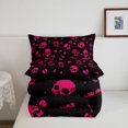 thumbnail image 5 of Homewish Happy Halloween Skull Full Size Comforter Sets,Pink Heart Bedding Comforter Set,Black Reversible,3 Pieces,1 Comforter and 2 Pillowcases, 5 of 7