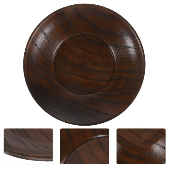 HEMOTON Wooden Snack Plate for Home Use Small Brown Round Plate Multifunction Board 7.1 Inches