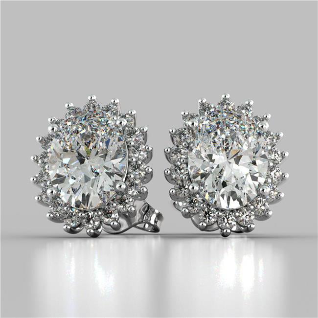 Details about   3 Ct Round VVS1/D Clear Diamond Halo Stud Women's Earrings 14k White Gold Over