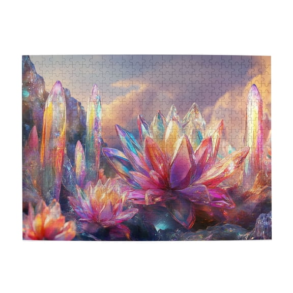 500 PCS Mineral Fantasy Crystal Flower puzzles for adults 500 pieces,Unique and Beautiful Design,Relax and enjoy the fun of solving puzzles,Modern Art Wooden Puzzles,Gift Suitable Family Friends