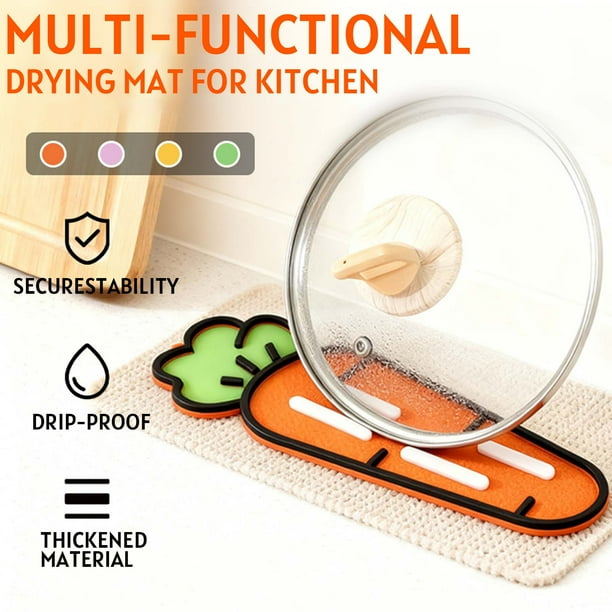 Tapete de silicona multifuncional para secar, organizador de cocina, antideslizante, con soporte para Rkxzt