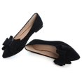thumbnail image 4 of Zapatillas de ballet SAILING LU Bow-Knot para mujer, ante negras, talla 4.5, 4 of 7