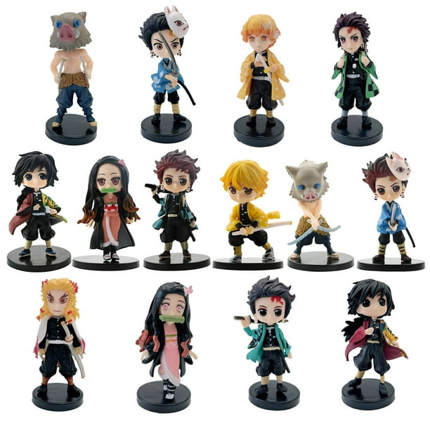 Q Posket-figuras de Demon Slayer, minifiguras de 9 piezas, 10 piezas, 14 piezas, Kimetsu No Yaiba, pequeñas muñecas de PVC, decoración de escritorio, venta al por mayor Fivean Figuras de anime