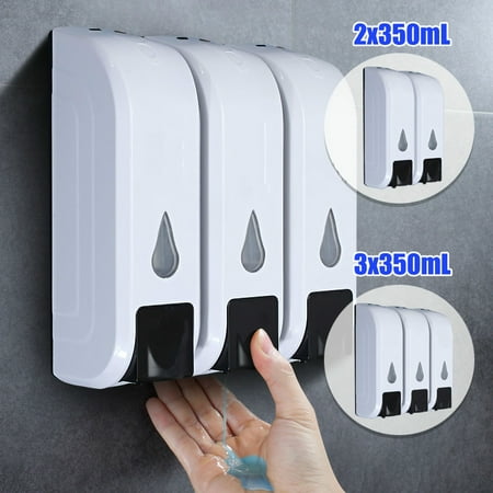 - 3x 350mL/2x350mL Wall Mounted Bathroom Shower Body Lotion Shampoo Liquid Soap Dispenser 215*200*76mm