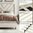 thumbnail image 5 of Yaheetech Twin Size Upholstered Platform Bed with Geometric Tufted Headboard, Beige, 5 of 7
