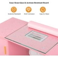 thumbnail image 4 of Manicure Table Nail Desk for Nail Tech w/Glass Top & Wrist Rest, Beauty Salon Nail Supplies Decor Workstation Acetone Resistant w/2 Side Cabinet+3 Drawers, Pink, 4 of 14