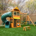 thumbnail image 6 of KidKraft Cloverdale Wooden Swing Set / Playset with Slide, Rock Wall, Glider and Swings, 6 of 12