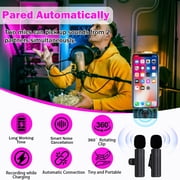 RONY Wireless Lavalier Lapel Microphone Compatible with iPhone iPad - Professional 2 Clip-on Mini Bluetooth Mics for YouTube Interview Livestream Vlog Podcast