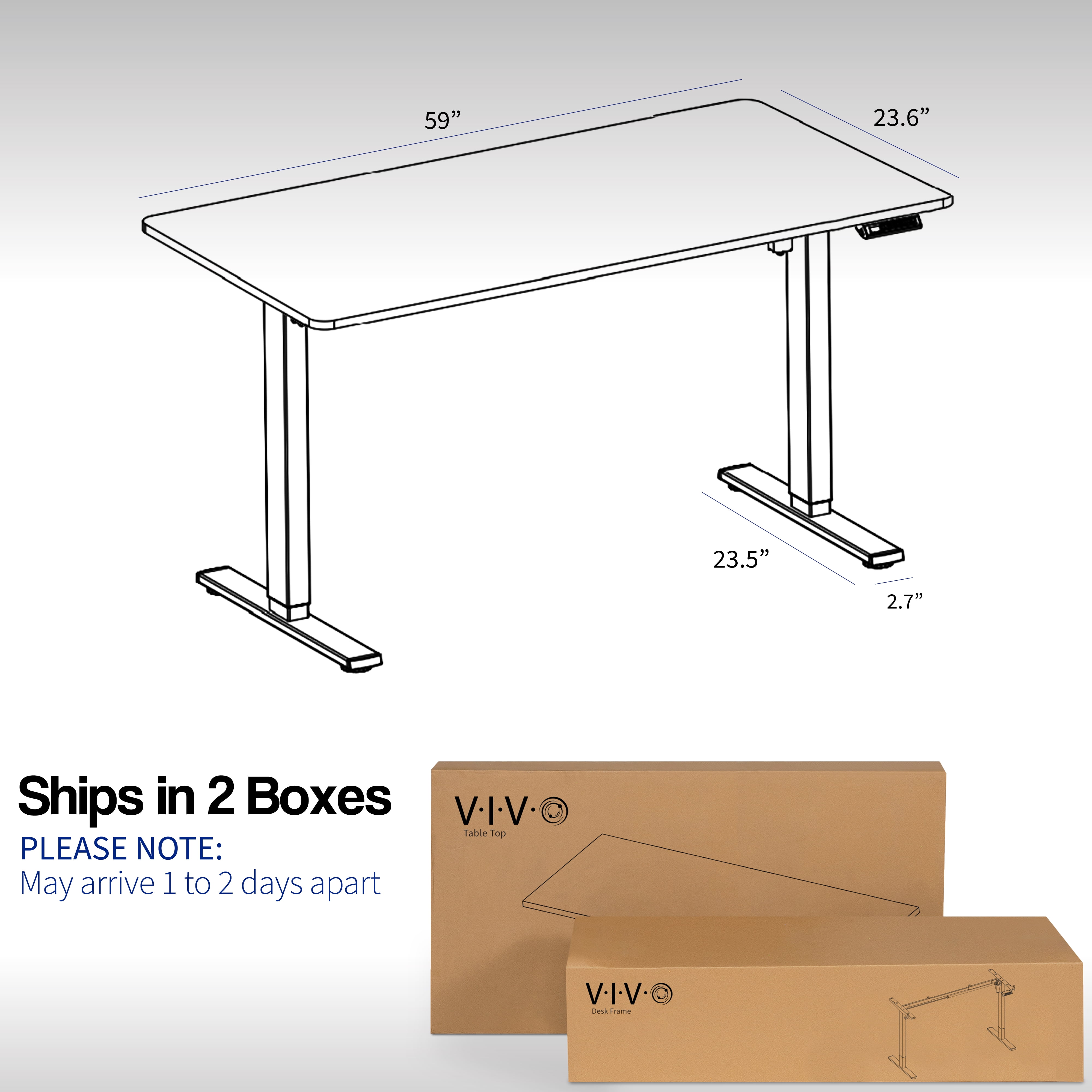 Vivo electric height adjustable 60 x 24 inch stand up desk discount