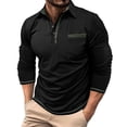 thumbnail image 1 of Ceisia Men's Slim Fit Long Sleeve Turndown Collar Shirt with Contrast Trim and Chest Pocket Black M Gifts, 1 of 8