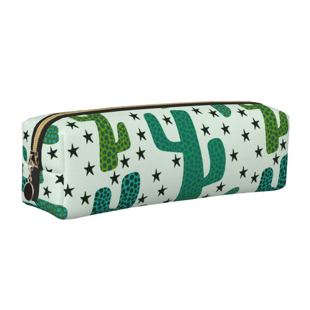 Balery Cactus 1 Estuche de Lápices de Cuero Impreso, Estuche para Suministros de Arte, Estuche de Lápices con Cremallera, Estuche de Almacenamiento de Papelería