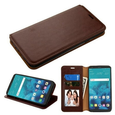 GSA My Jacket Wallet Cfredit card Holder With Tray for LG STYLO 4 & Stylo 4 Plus BROWN