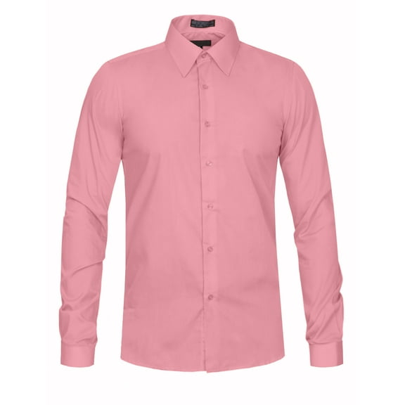 J. METHOD Men's Classic Slim Fit Button Down Long Sleeve Solid Color Dress Shirts S-2XL [NEMT104]