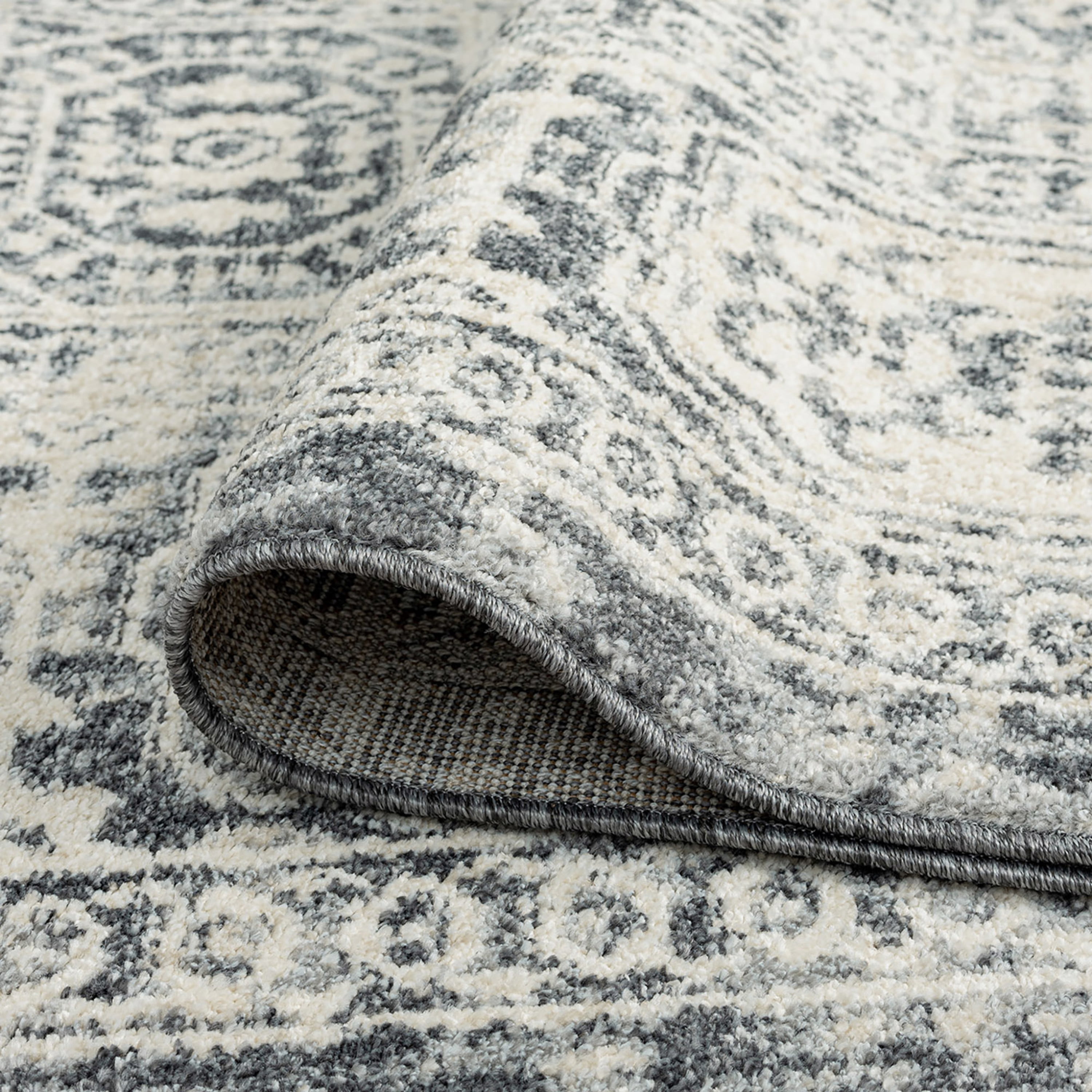 Traditional 8x10 Area Rug (7'11'' x 10'3'') Oriental Gray, Gray Living Room Easy to Clean