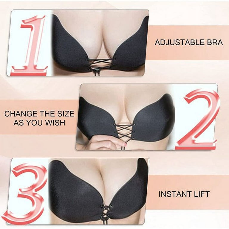 SOMER 2 Pairs Backless Bra, Sticky Bra, Reusable Adhesive Bra, Strapless  Bras for Women, Push Up Backless Strapless Bra for Backless Dress Top,  Adhesive Invisible Lift Up Bras with Nipple Covers 