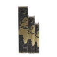 thumbnail image 3 of A&B Home Set of 3 Vintage Style Black and Gold World Map Faux Book Boxes, 3 of 7
