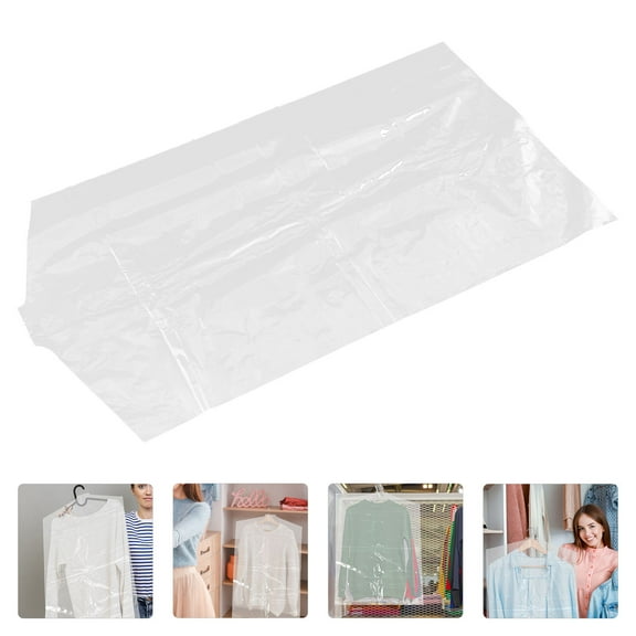 Beaupretty Wear-Resistant White Plastic Garment Covers, Convenient for Dust Prevention 60Pcs