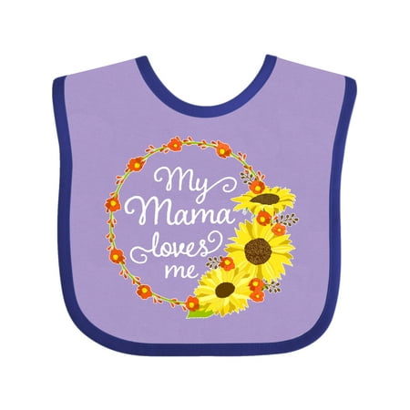 

Inktastic My Mama Loves Me with Sunflower Wreath Gift Baby Boy or Baby Girl Bib