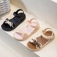thumbnail image 5 of Little Girls Open Toe Summer Sandals, Neutral Tone Bow Design Adjustable Strap Sandals For Kids Casual Pink Size 6.5-7 Years, 5 of 6
