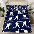 thumbnail image 2 of Feelyou Ice Hockey Lover Kids Queen Sheet Sets, Modern Ball Athlete Flat Sheet, Cartoon Sports Theme Queen Fitted Sheet, Super Cozy Room Decor, 4 Pieces, 2 of 7