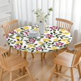 thumbnail image 3 of Pioneer Flower Floral Print Pattern Round Fitted Tablecloth with Elastic Edge,Dining Table Cover Waterproof,Outdoor Round Tablecloth for Camping,Dining,Indoor and Outdoor, 3 of 7