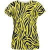 Zebra Print Yellow All Over Womens T-Shirt - Large