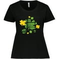 thumbnail image 3 of Inktastic St. Patrick's Day Plaid Green and Yellow Shamrocks Women's Plus Size T-Shirt, 3 of 5