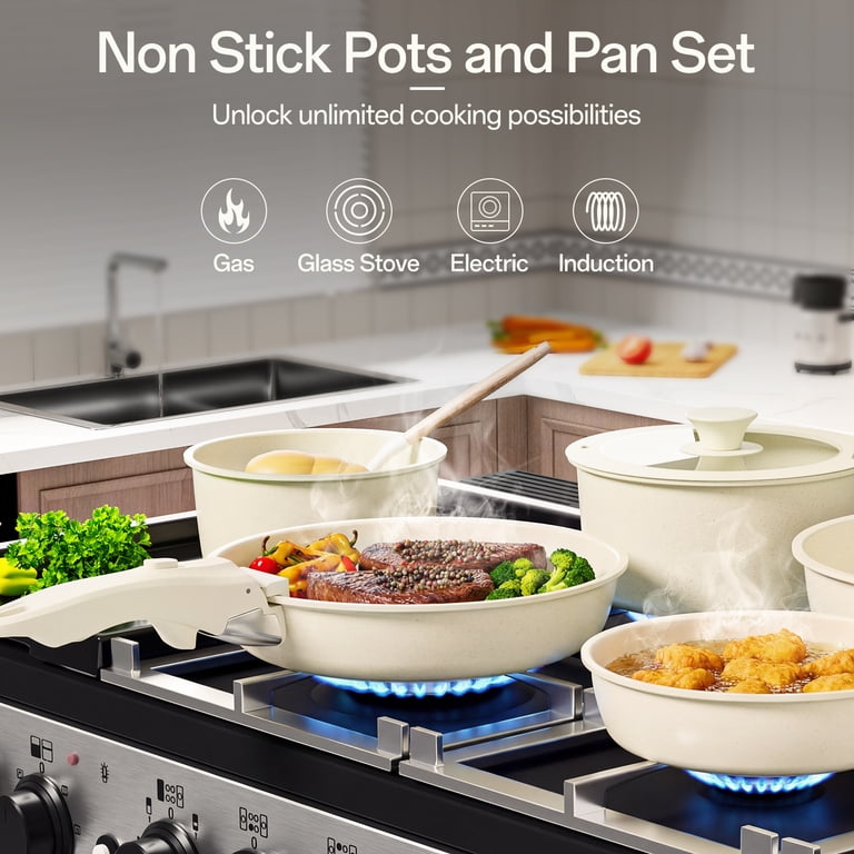 NULAS 21 Piece Pots and Pans Set Non Stick, Stackable RV Kitchen