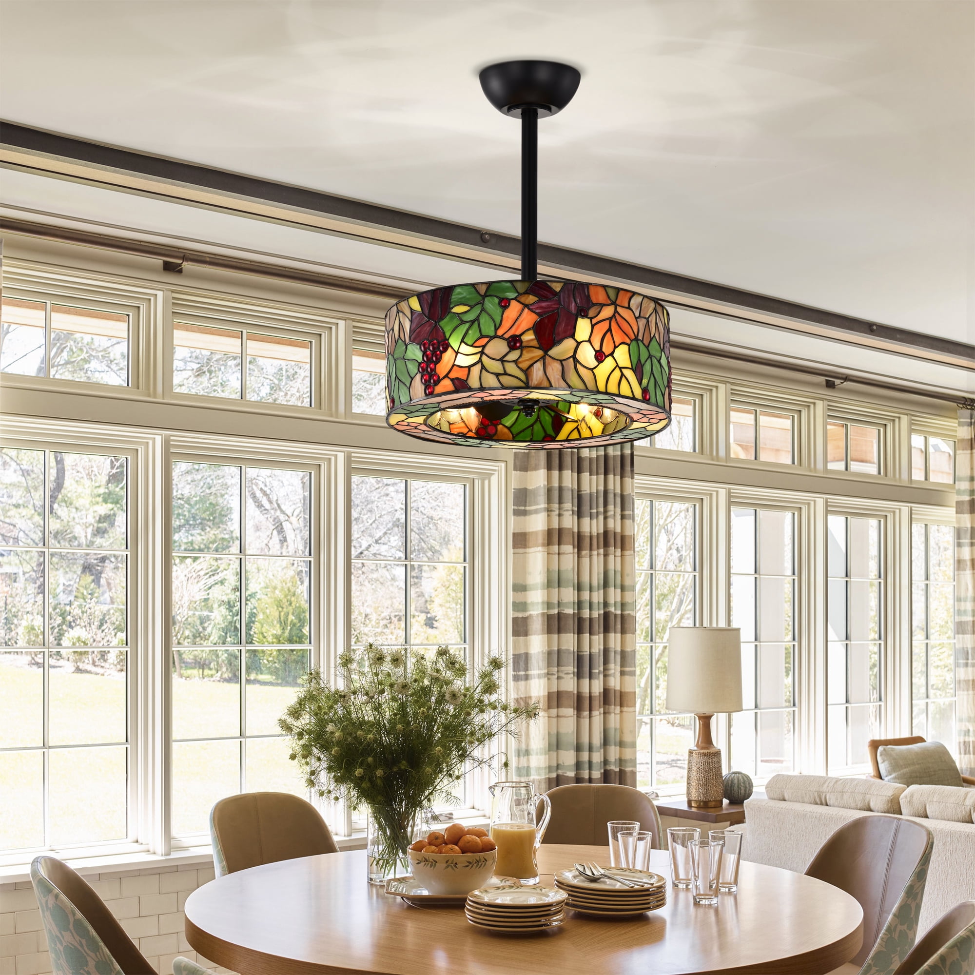 Ralfa 17.1 in. 6-Light Indoor Matte Black Finish Ceiling Fan with Light Kit