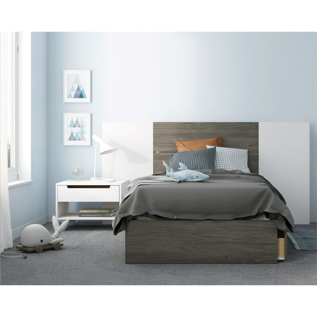 Interval 4 Piece Twin Size Bedroom Set Bark Grey and White