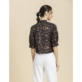 thumbnail image 3 of Moomaya Womens Printed Top, Quarter Sleeves Formal Top Ruffled Button Placket, 3 of 9