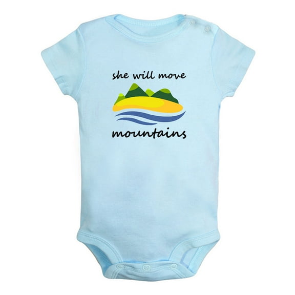 iDzn She Will Move Mountains Funny Rompers For Babies, Newborn Baby Unisex Bodysuits, Infant Jumpsuits, Toddler 0-12 Months Kids One-Piece Oufits (Blue, 6-12 Months)