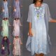 thumbnail image 3 of Vestido bohemio de mujer con cárdigan Vestidos de dos piezas con estampado floral informal, 3 of 3