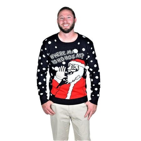 Girls Christmas Sweater - Unisex Where Ma Ho Ho Hos Ugly Christmas Sweater Navy