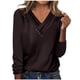 thumbnail image 2 of ICHUANYI Clearance Women's Long Sleeve Summer V Neck Sexy Casual Tops Regular Blouse Tops(Brown, L) ICHUANYI WER2023081201382, 2 of 4
