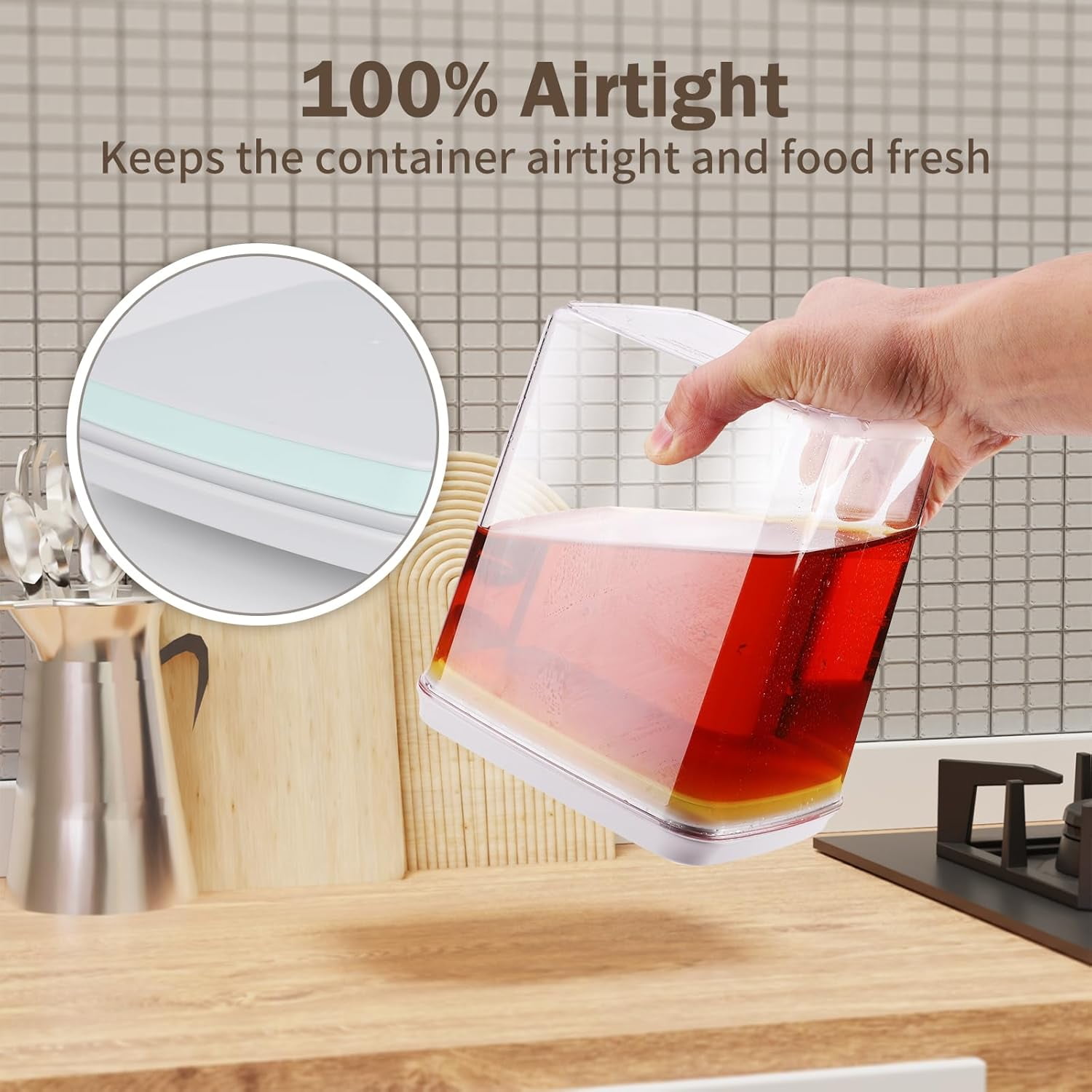 ANKOU 3-Piece 1.2Qt Airtight, BPA-Free Plastic Food Storage Containers for Kitchen and Pantry