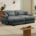 thumbnail image 3 of FFH Loveseat with Chaise, 93.7" Oversized U Shaped Cloud Sofa, Modular Sectional Sleeper Sofa with Bolstered Armrests (Velvet Light Gray, 2 Seater with 2 Ottomans), 3 of 11