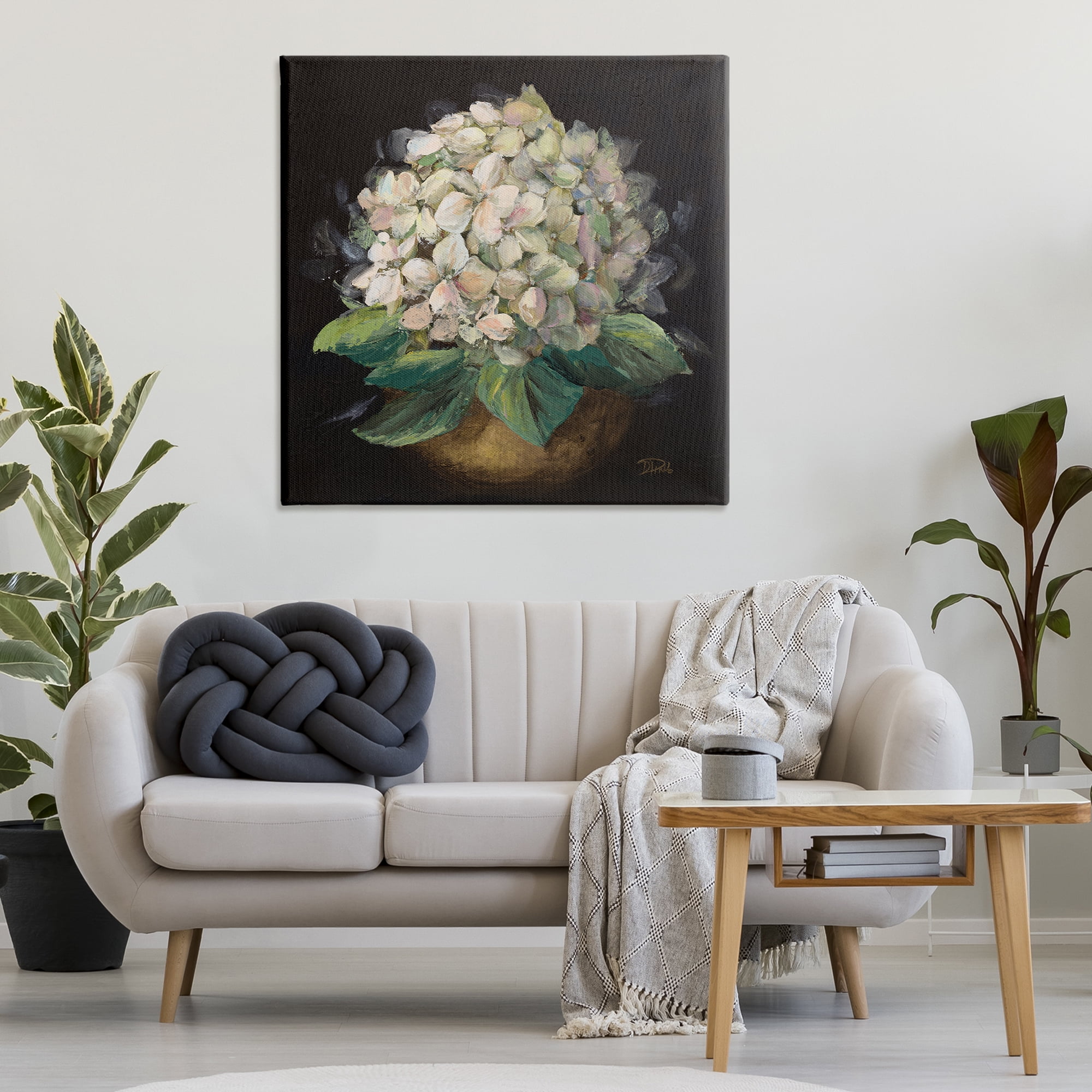 Stupell Industries Potted Hydrangea Plant Plants & Flowers Painting Wrapped Canvas Art Print Wall Art, 36 x 36