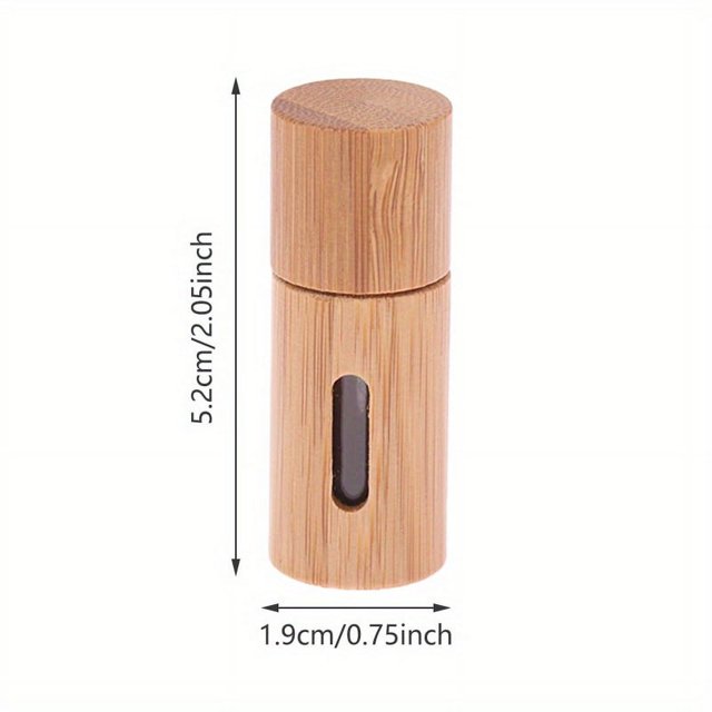 3ml Bamboo Wood Roll On Bottle For Essential Oils Empty Perfume Sample Roller Bottle With Roller Ball & Natural Bamboo Wood Cap Travel Essentials