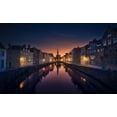 thumbnail image 2 of M. Garcia, Jesus 24x16 Black Ornate Wood Framed with Double Matting Museum Art Print Titled - Sunset In Brugge, 2 of 4