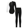 thumbnail image 2 of Doomiva Kids Girls Sparkly Long Sleeves Gymnastics Leotard Ballet Dance Bodysuit Unitard with Skating Leggings Set White&Black 12, 2 of 7