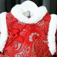 thumbnail image 4 of Busydd Baby Girl Clothes Chinese Traditional Tang Style Embroidery Cheongsam Dress Red Cute New Year Qipao Winter Warm Fleece Infant Toddler Girl Clothes 6 Months-4 Years, 4 of 9