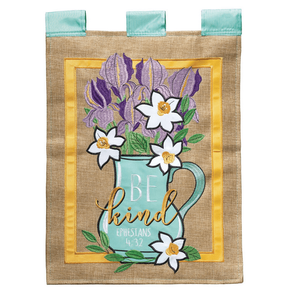 Be Kind Purple Floral 18 x 13 Polyester Decorative Outdoor Hanging Garden Flag