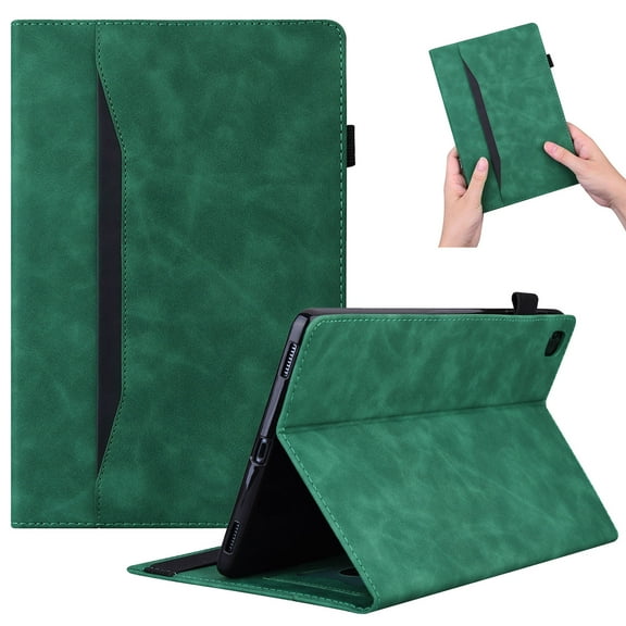 For Samsung Galaxy Tab A7 10.4-Inch 2020 (SM-T500/T505/T507), Premium PU Leather Business Folio Stand Cover with Outside Pocket / Inner Card Slots Case with S Pen Slot,Green