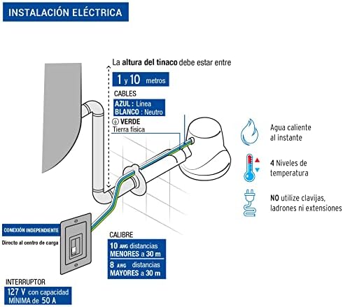 electrical shower, 4 temperatures, blue