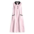 thumbnail image 6 of Summer Dresses for Women Sleeveless Sundresses Women's Casual Crew-Neck Multi-Color Pocket Sleeveless Dress Pink S, 6 of 6
