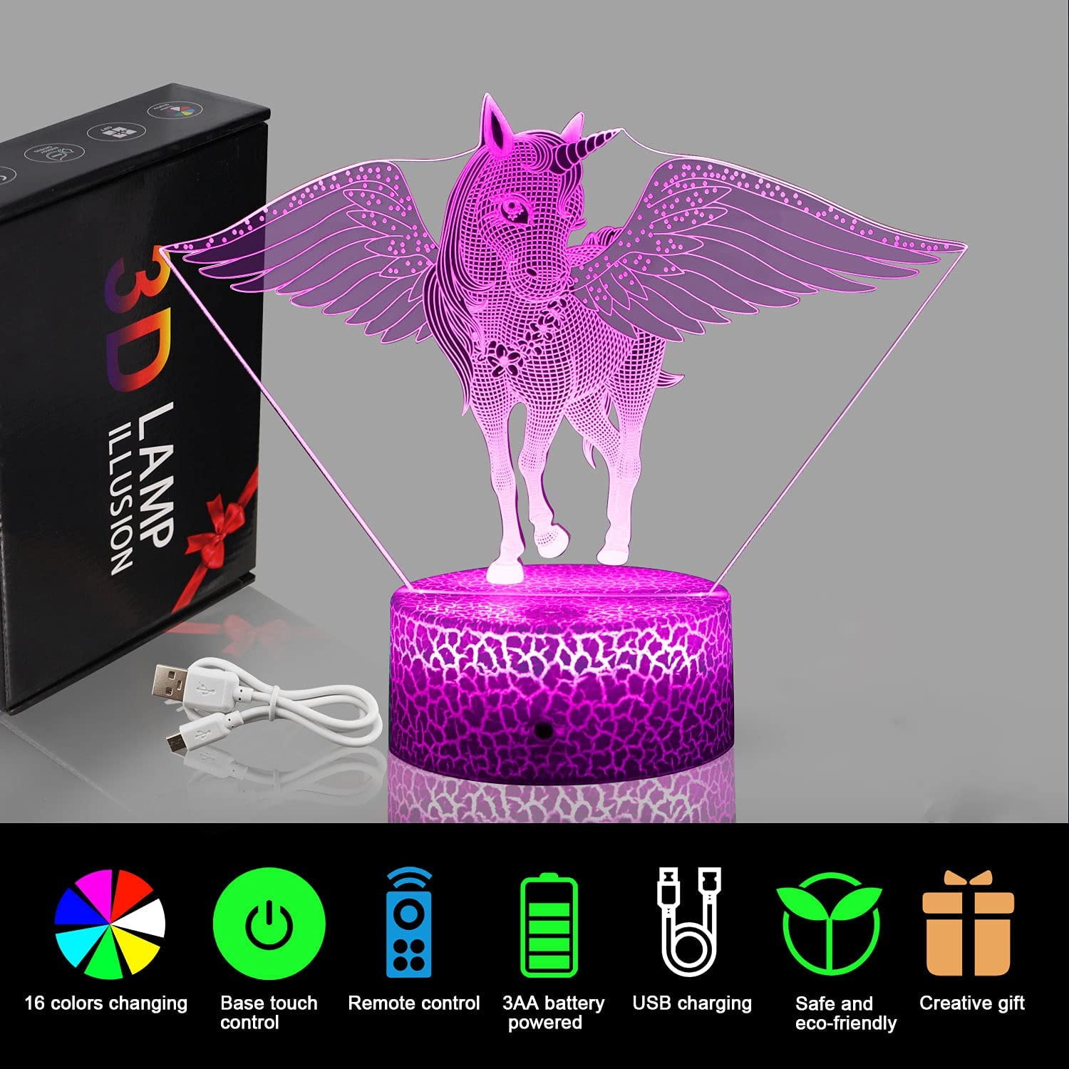 easuntec Unicorn Gifts Night Lights for Kids with Remote & Smart Touch 7  Colors + 16 Colors Changing Dimmable Unicorn Toys 1 2 3 4 5 6 7 8 Year Old Girl  Gifts (Unicorn 16WT) 