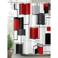 thumbnail image 2 of Shower Curtains Red White Geometric Art Bath Curtain Abstract Cube Line Waterproof Bathroom Shower Curtain Set with Hooks Decoration 72 x 84 Inches, 2 of 7