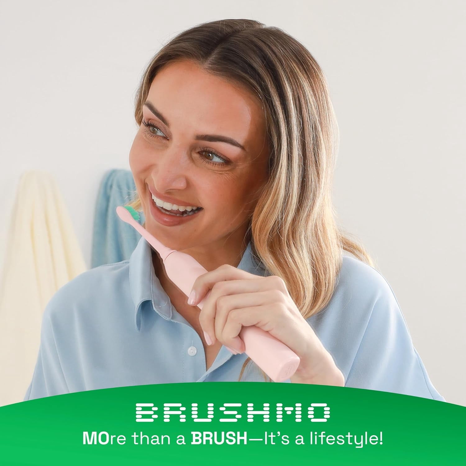 Brushmo Super Sonic Rechargeable Toothbrush, 5 Brushing Modes, Includes 4 Brush Heads, 2-min Timer, 30-Day Battery, Charging Base, Nova Pink