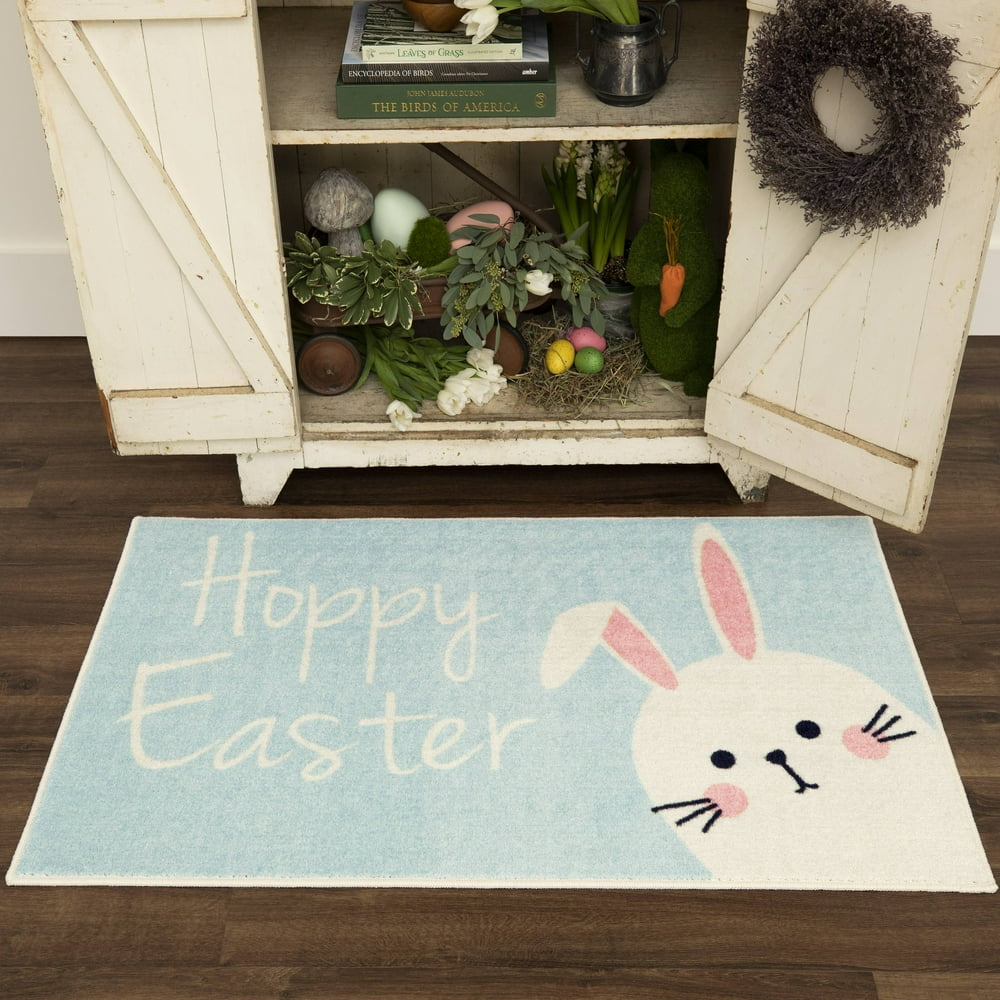Mohawk Home Prismatic Hoppy Easter Bunny Rug, Light Blue, 2